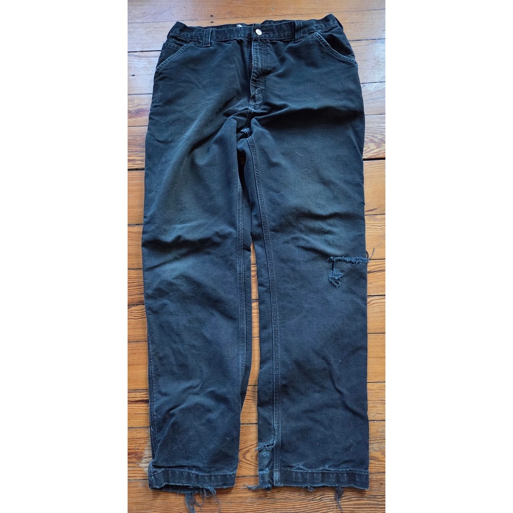 Vintage Carhartt Relaxed Fit Carpenter Pants Black Duck Canvas Distressed 38x36